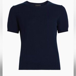 Saks Fifth Avenue;Cashmere crew neck sweater, short sleeves. Quarter zip in back